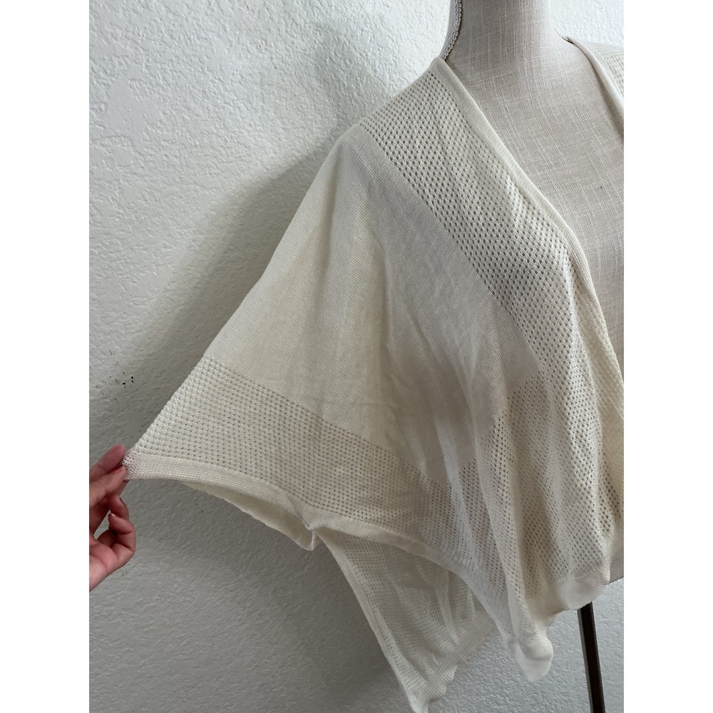 a.n.a Cardigan One Size Cream Pointelle Knit Open Front Kimono Wrap - Picture 4 of 5